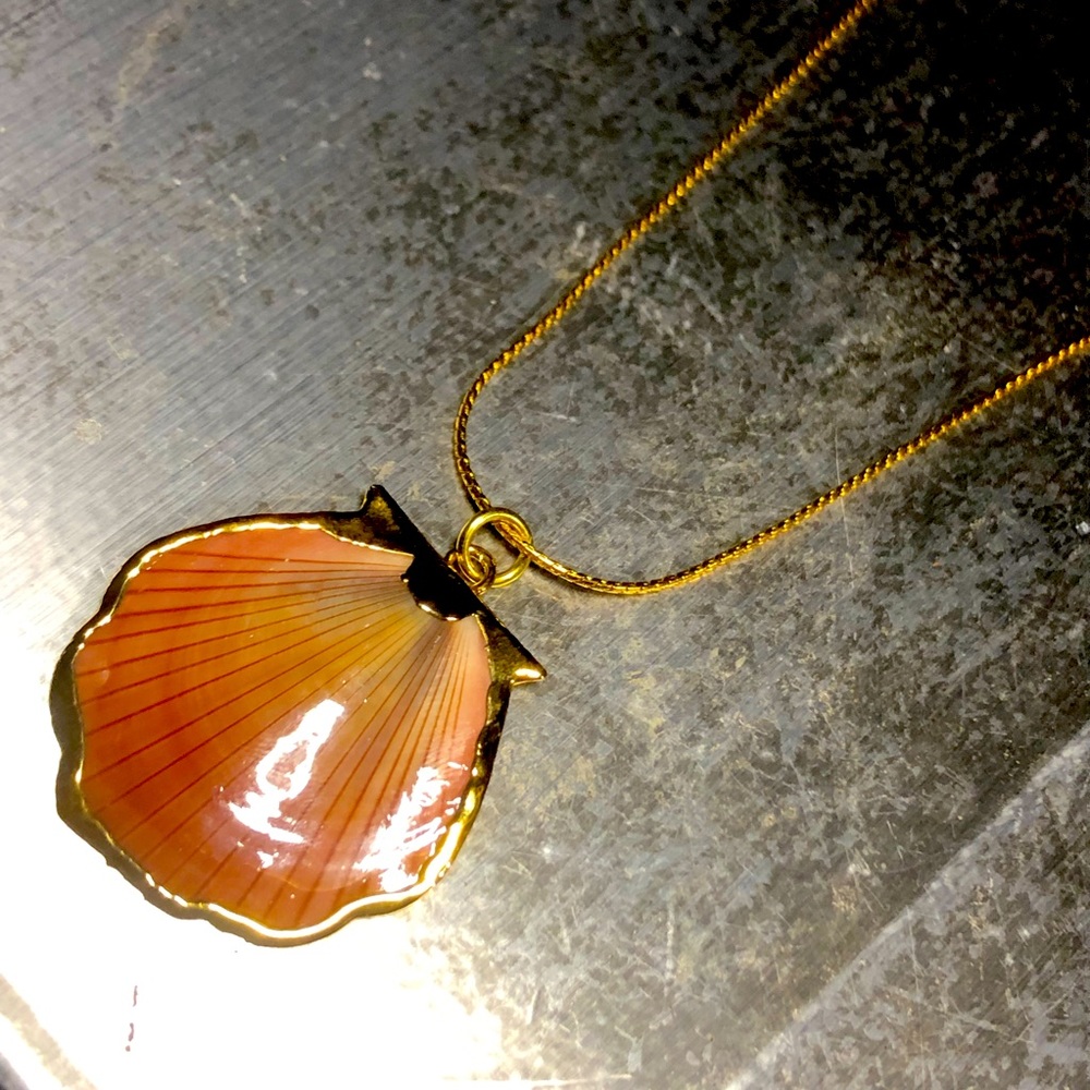 Gold Plated Shell on 22 inch 55.88 cm Gold toned Chain